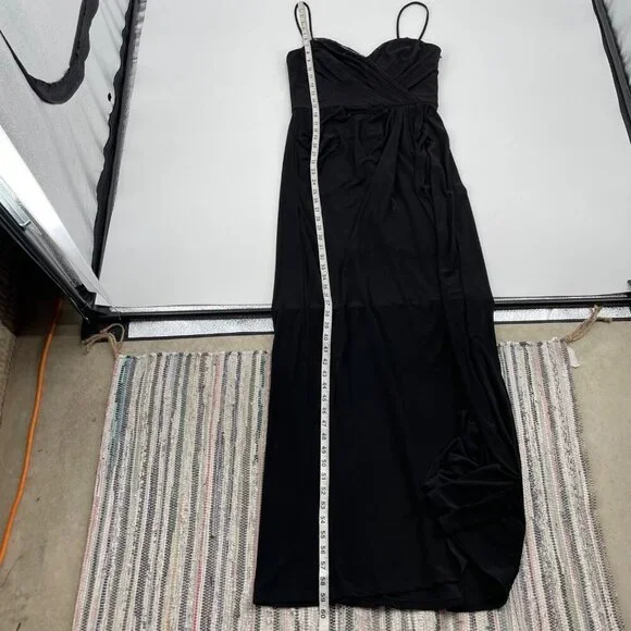 NWT Vera Wang Black Lace Trim Draped Whimsigoth Maxi Dress Womens Size 8 Classic - Picture 9 of 10